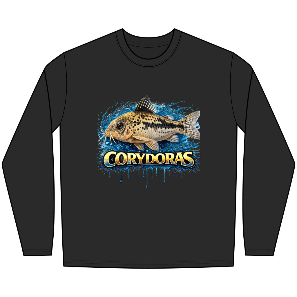 Peppered Corydoras Fish Technical Performance Long-Sleeve – Aquarium Catfish Graphic Shirt