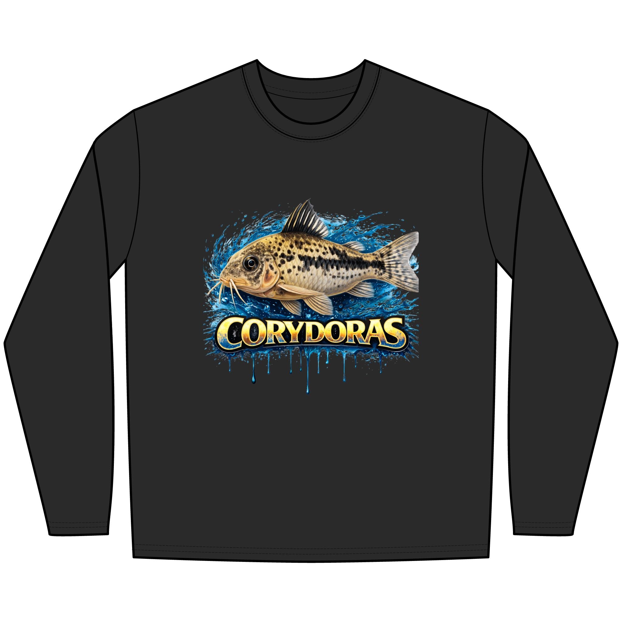 Peppered Corydoras Fish Technical Performance Long-Sleeve – Aquarium Catfish Graphic Shirt