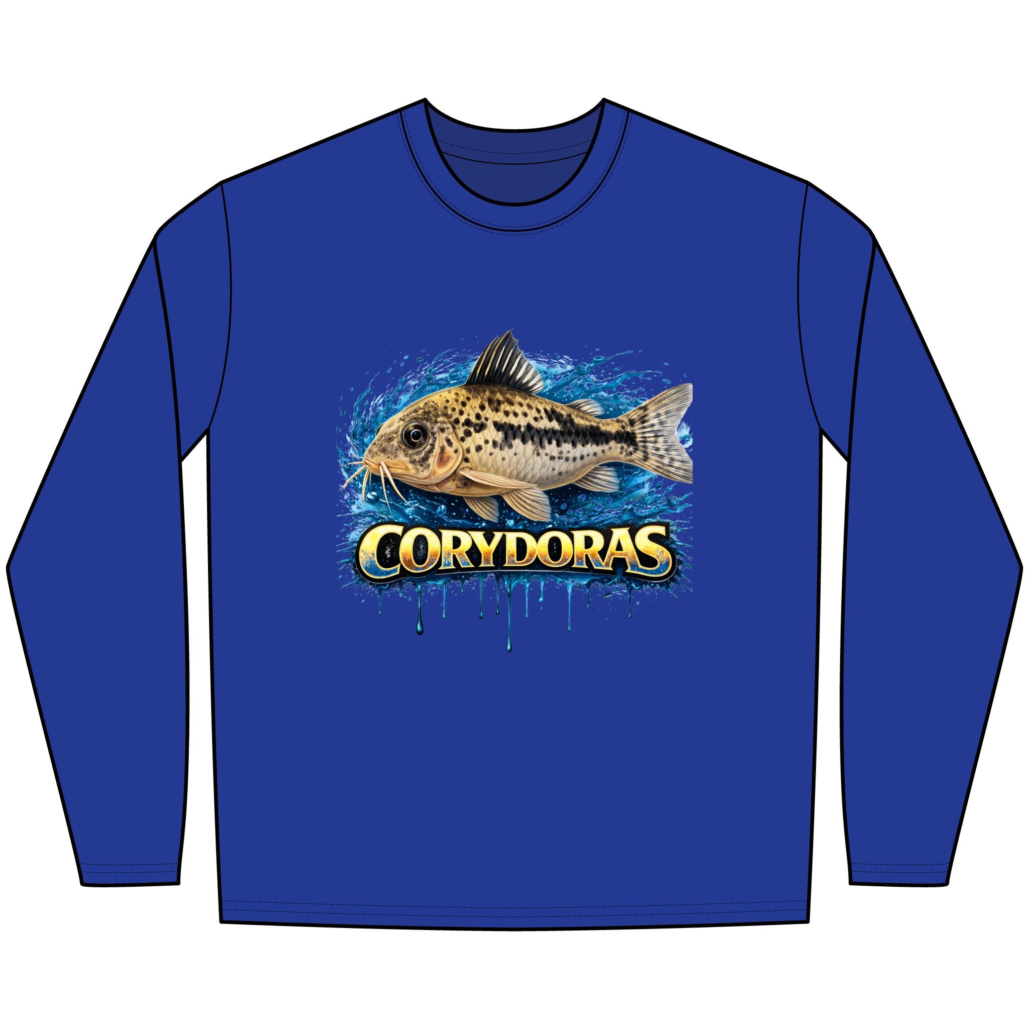 Peppered Corydoras Fish Technical Performance Long-Sleeve – Aquarium Catfish Graphic Shirt