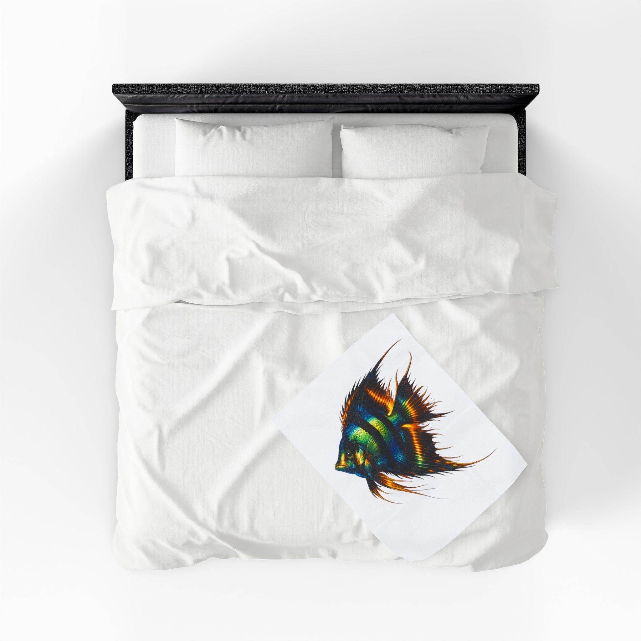 Angelfish Art Velveteen Plush Blanket — Tropical Aquarium Fish Throw