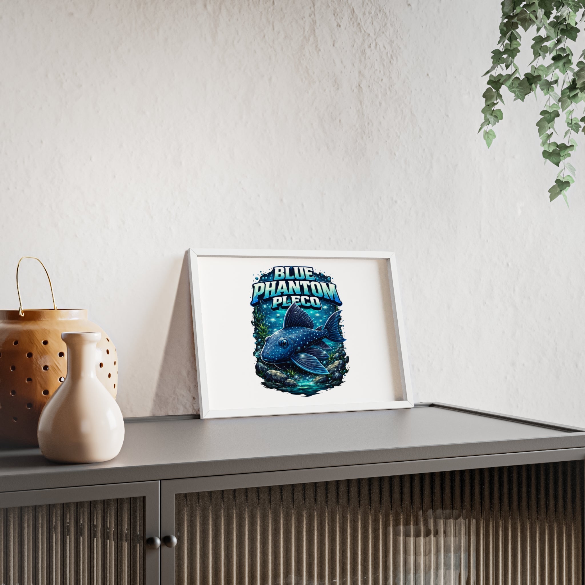 Blue Phantom Pleco Poster — Framed Aquarium Fish Wall Art