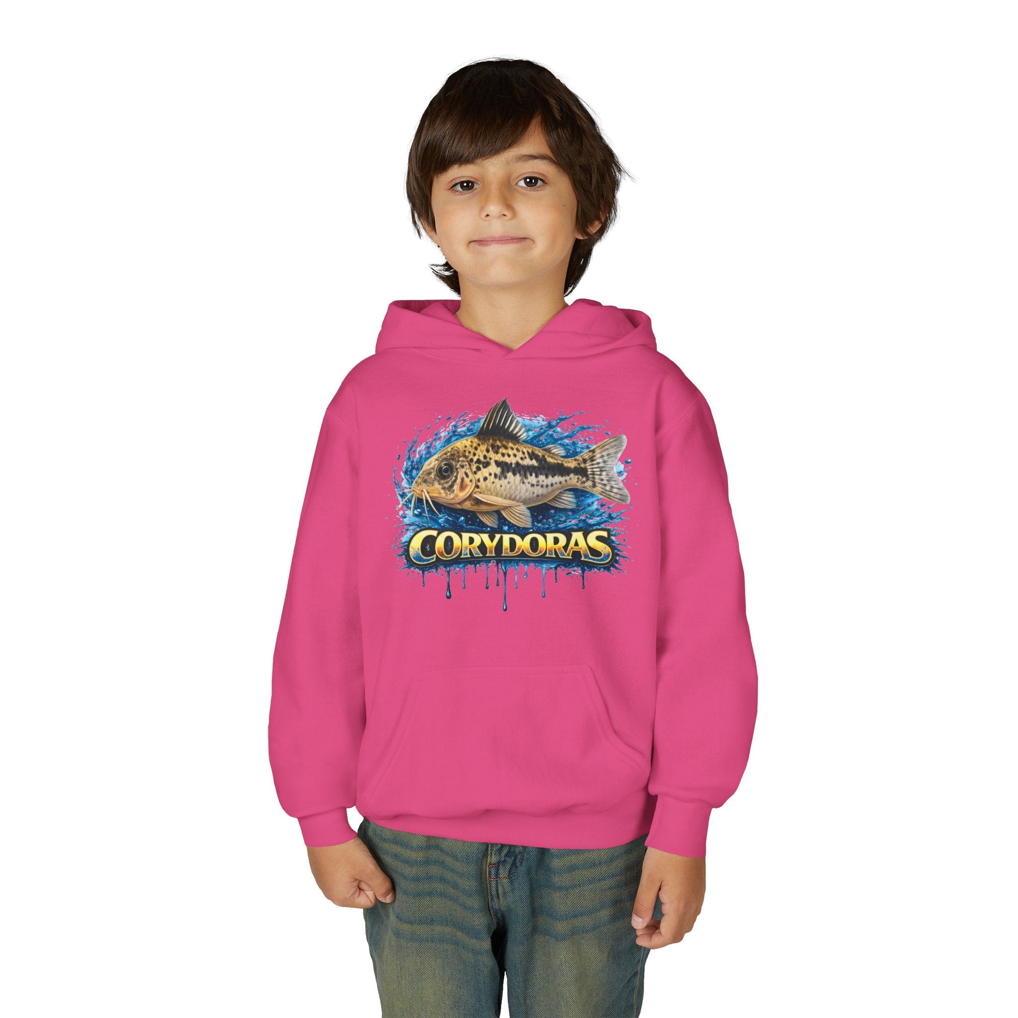 Corydoras Fish Youth Hoodie — Colorful Aquarium Catfish Design