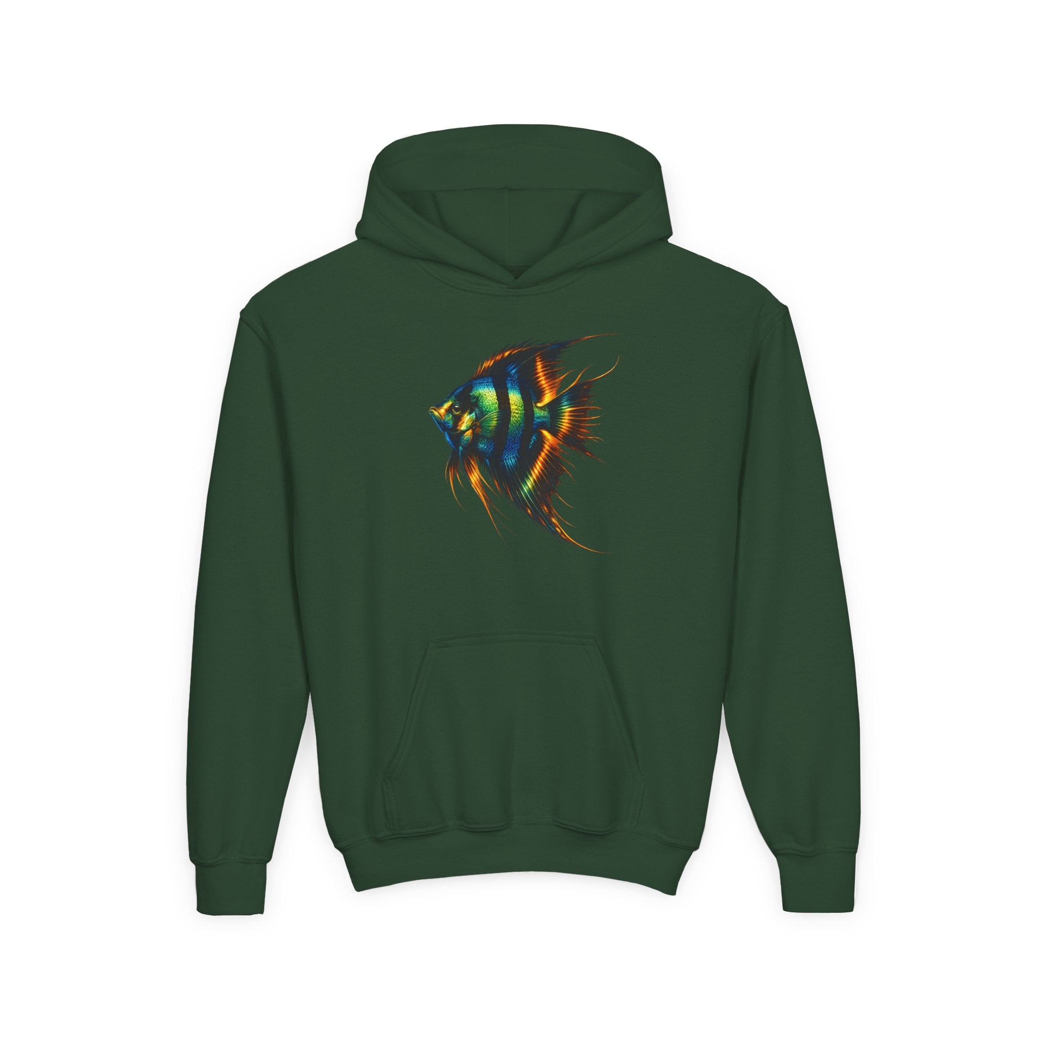Youth Angelfish Hoodie - Colorful Aquarium Fish Graphic Sweatshirt