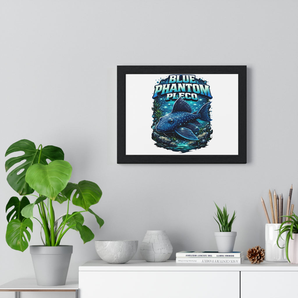 Blue Phantom Pleco Framed Poster — Aquatic Fish Art Print