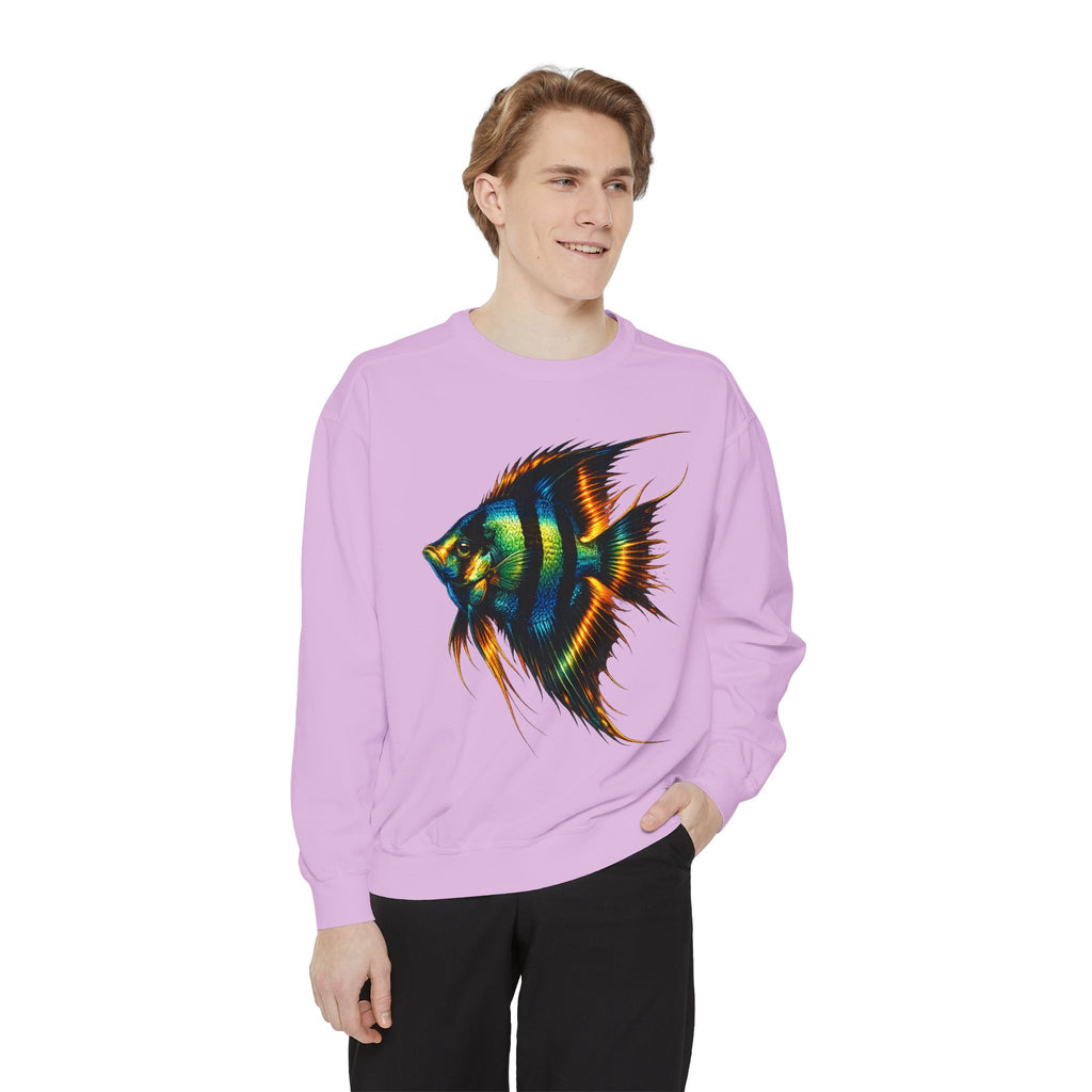Angelfish Art Sweatshirt — Colorful Aquarium Fish Graphic Sweatshirt