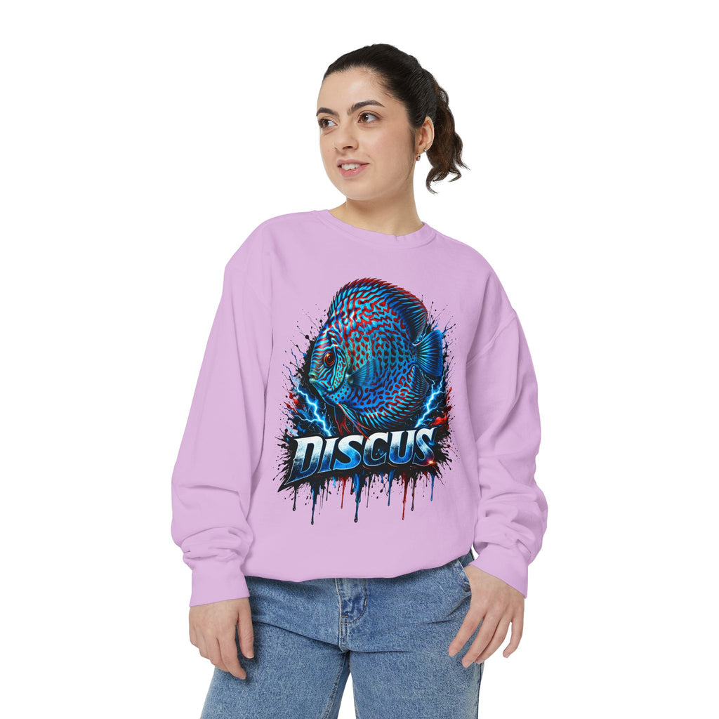 Discus Fish Graphic Sweatshirt — Vibrant Aquarium Lover Crewneck