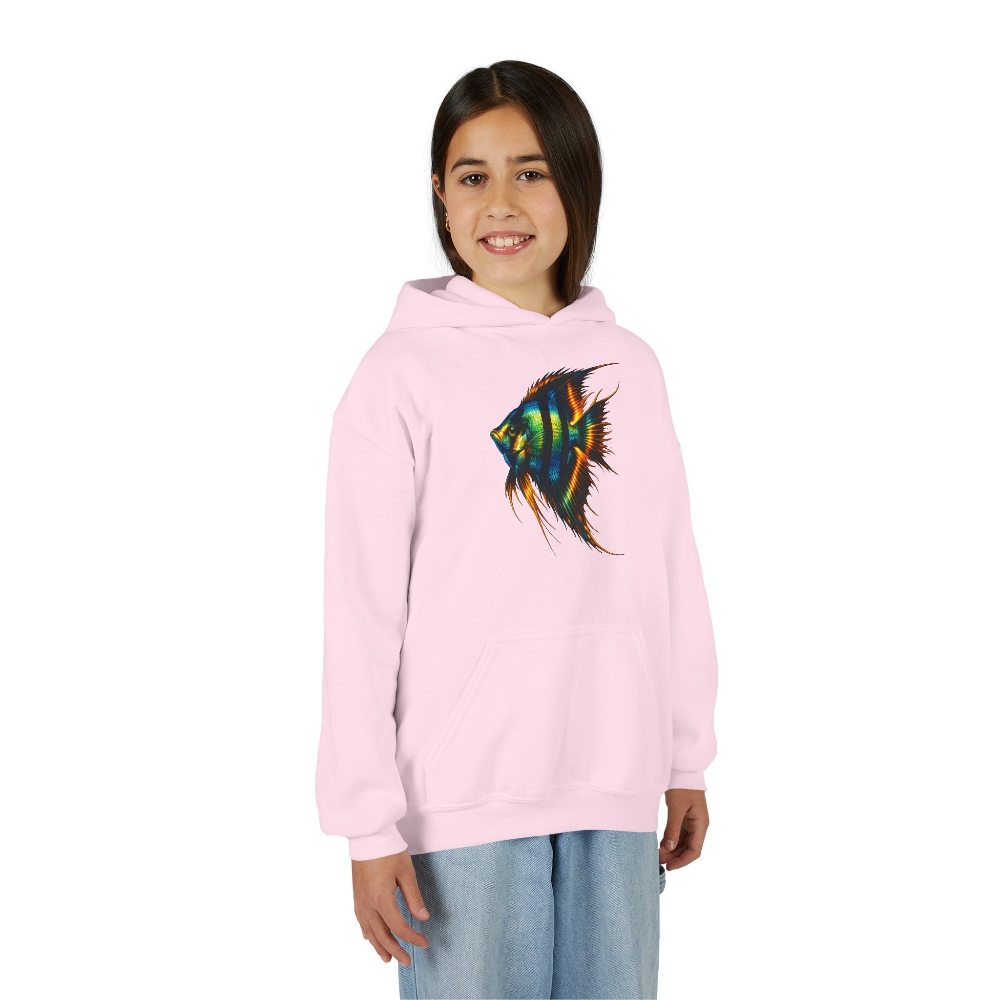 Youth Angelfish Hoodie - Colorful Aquarium Fish Graphic Sweatshirt