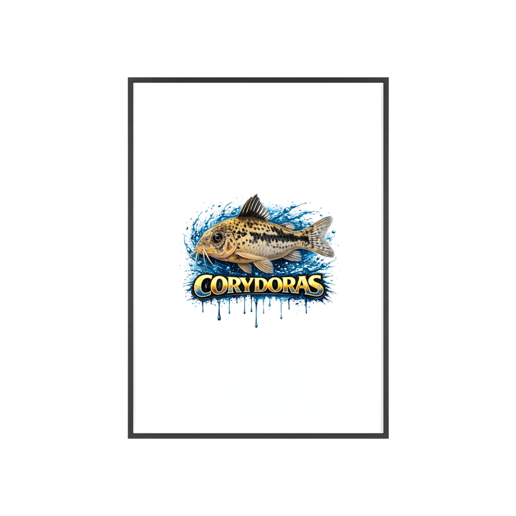 Peppered Corydoras Fish Poster with Wooden Frame — Aquarium Wall Art