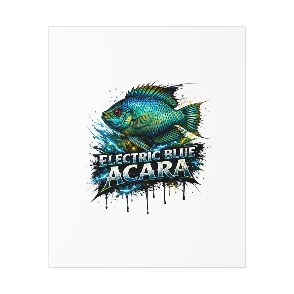 Electric Blue Acara Fish Poster — Vibrant Aquarium Wall Art