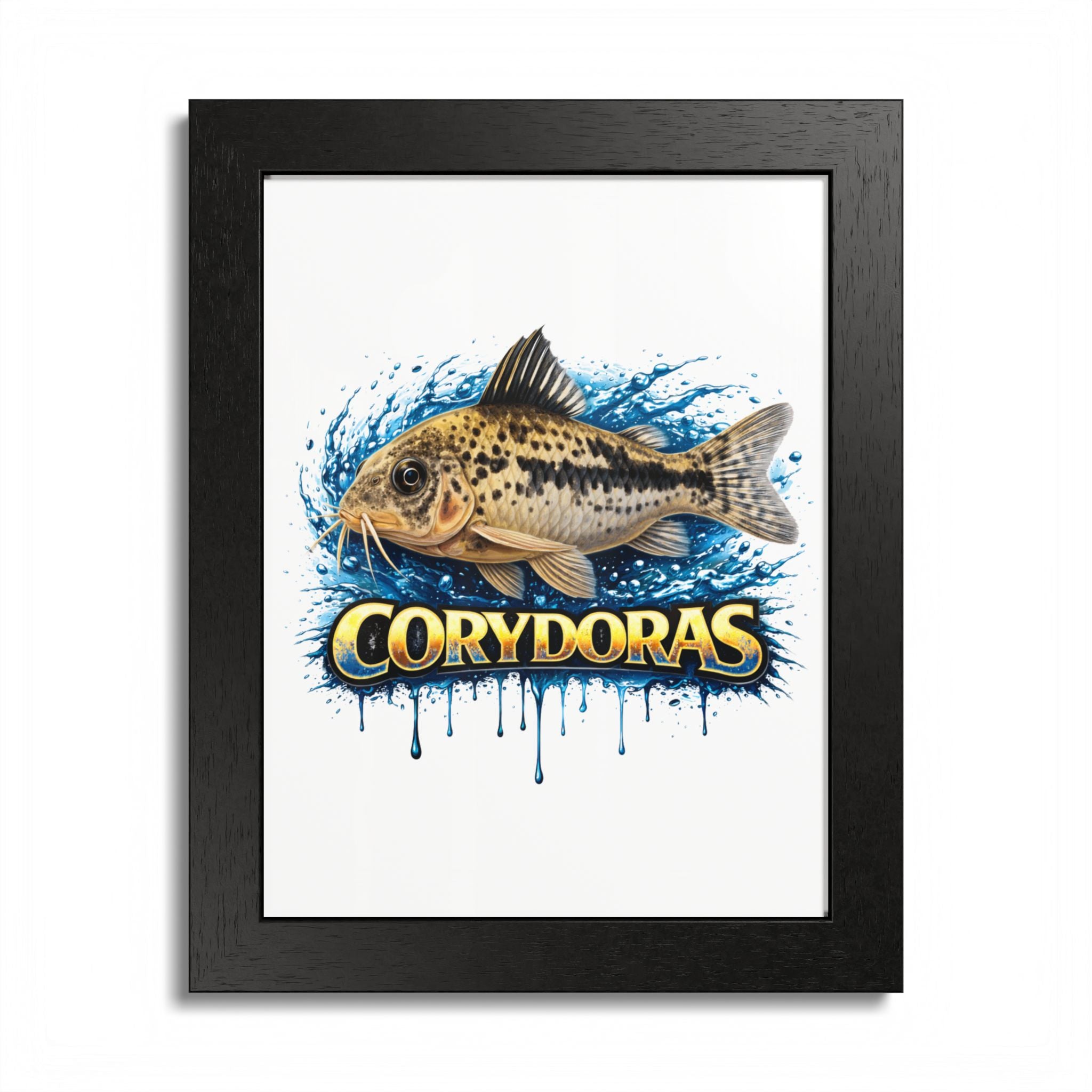 Corydoras Fish Framed Poster — Colorful Aquarium Art Print