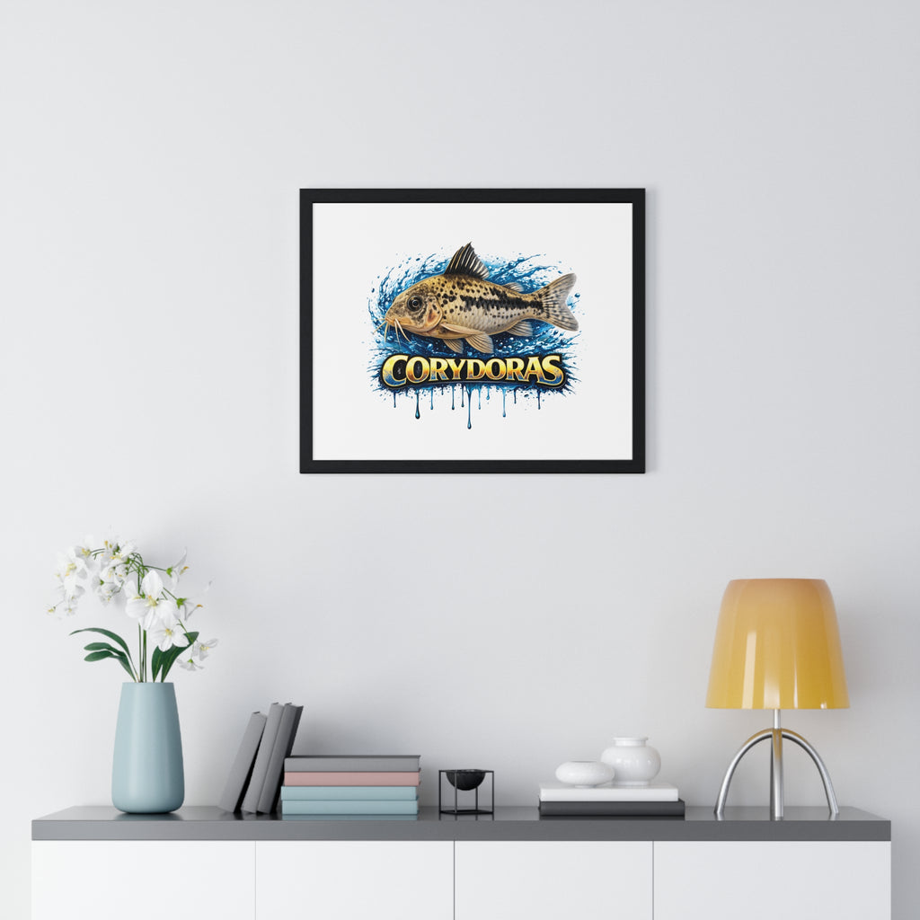 Peppered Corydoras Fish Framed Poster — Aquarium Wall Art