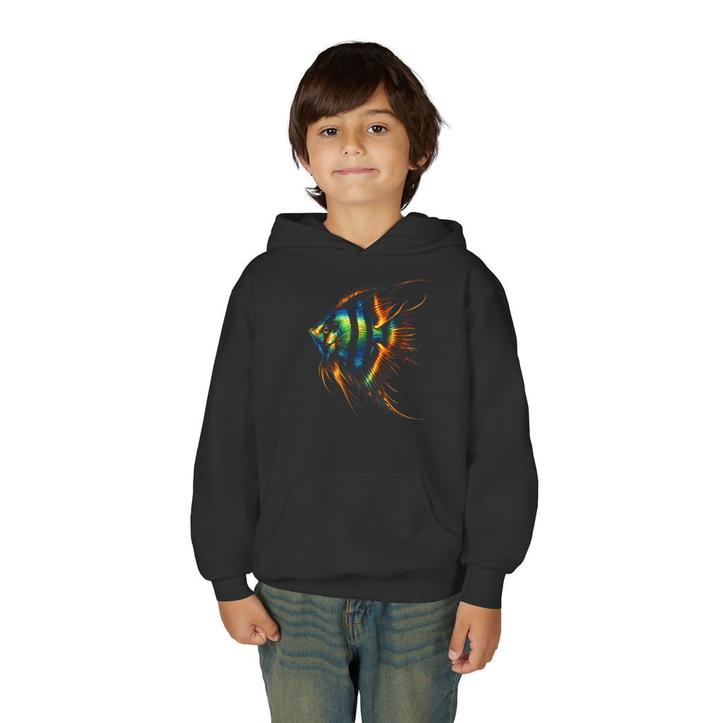 Youth Angelfish Hoodie - Colorful Aquarium Fish Graphic Sweatshirt