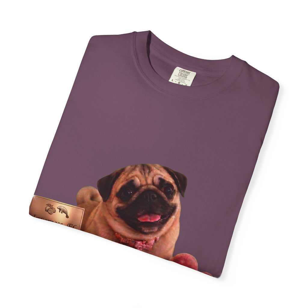 Pug Pet Portrait T-Shirt — Personalized "MIA" Dog Design