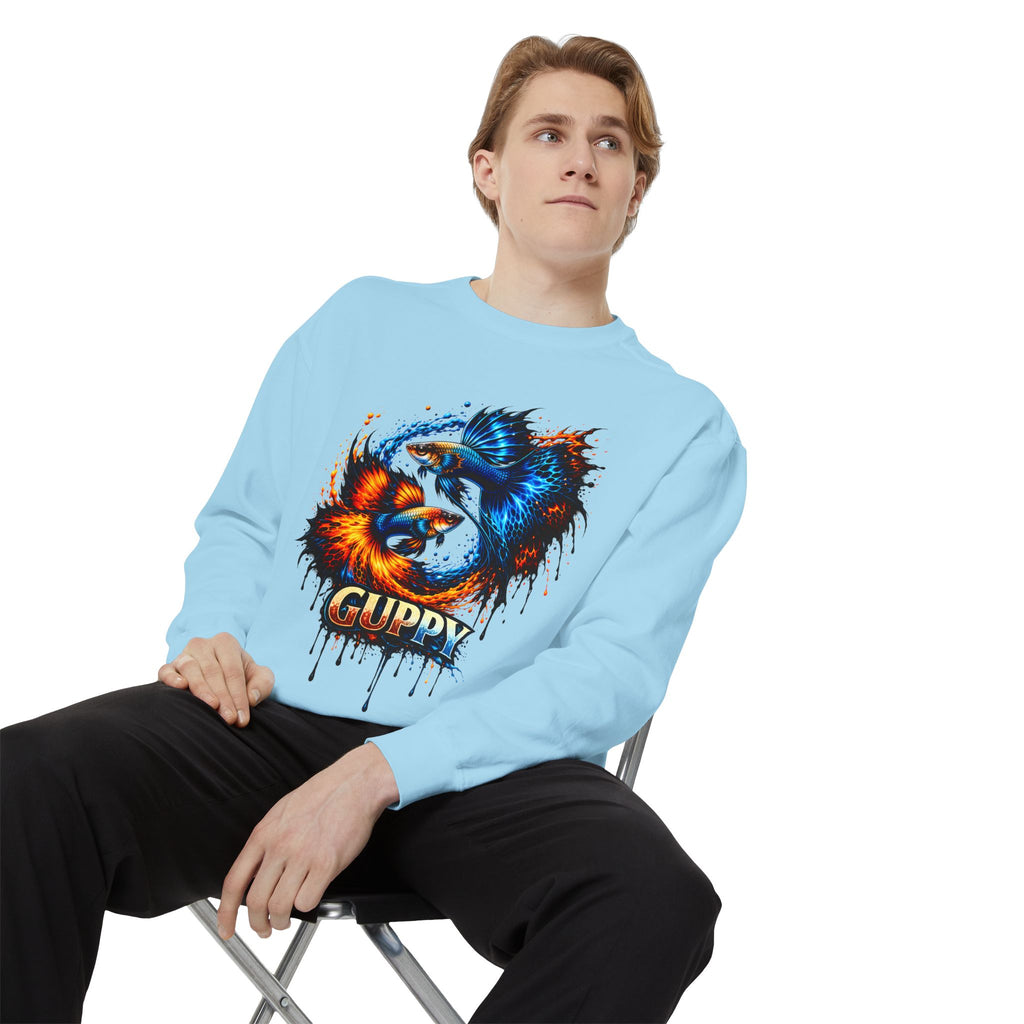 Fire & Ice Guppy – Premium "Neon Flare" Garment-Dyed Sweatshirt