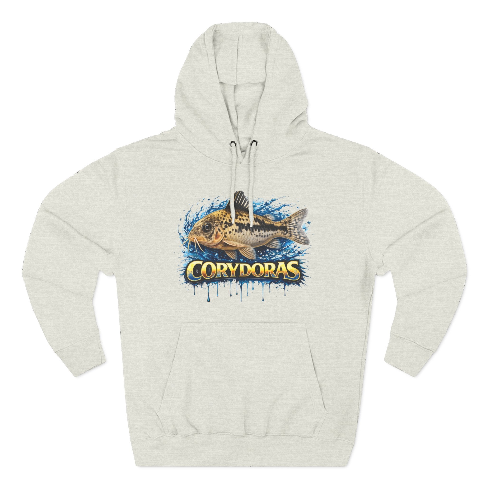 Peppered Corydoras Midweight Fleece Hoodie — Aquatic Catfish Illustration Pullover