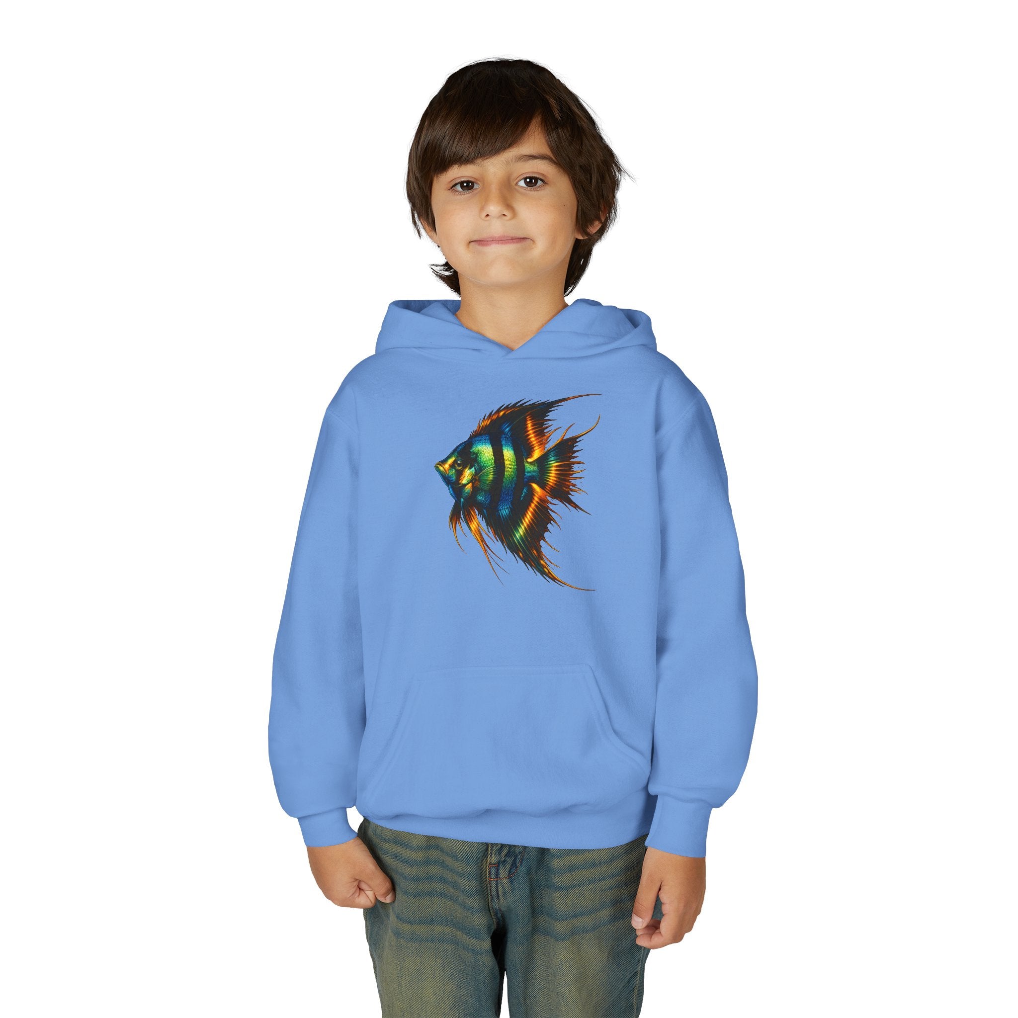 Youth Angelfish Hoodie - Colorful Aquarium Fish Graphic Sweatshirt