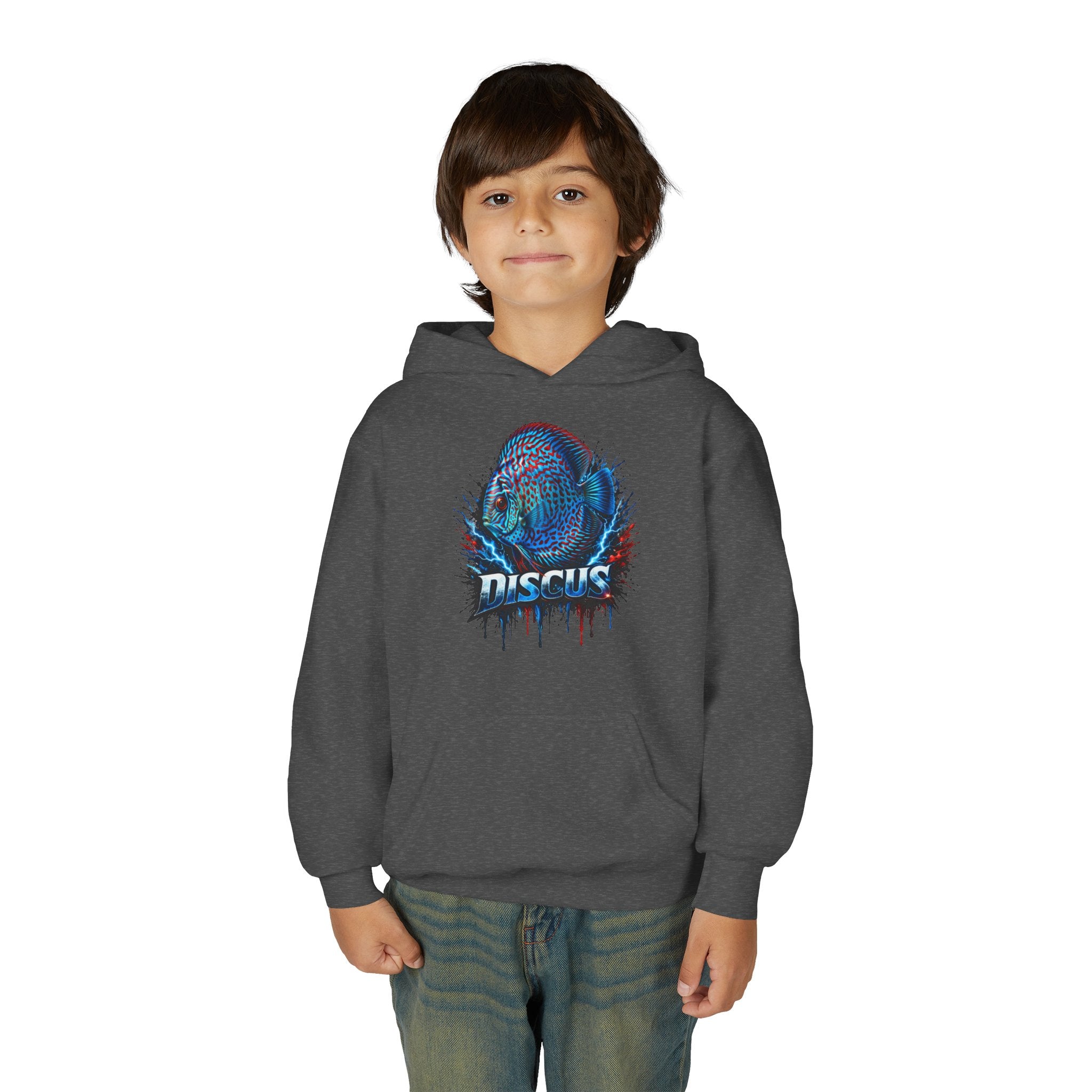 Youth Hoodie — Colorful Discus Fish Graphic Pullover