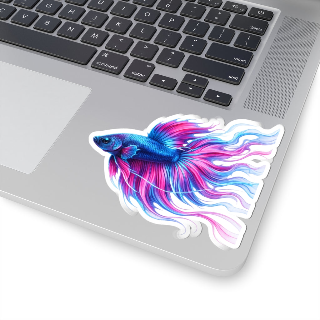 Inverness Ink — "Electric Paint" Kiss-Cut Vinyl Sticker — Vibrant Blue & Pink Aquarium Decal