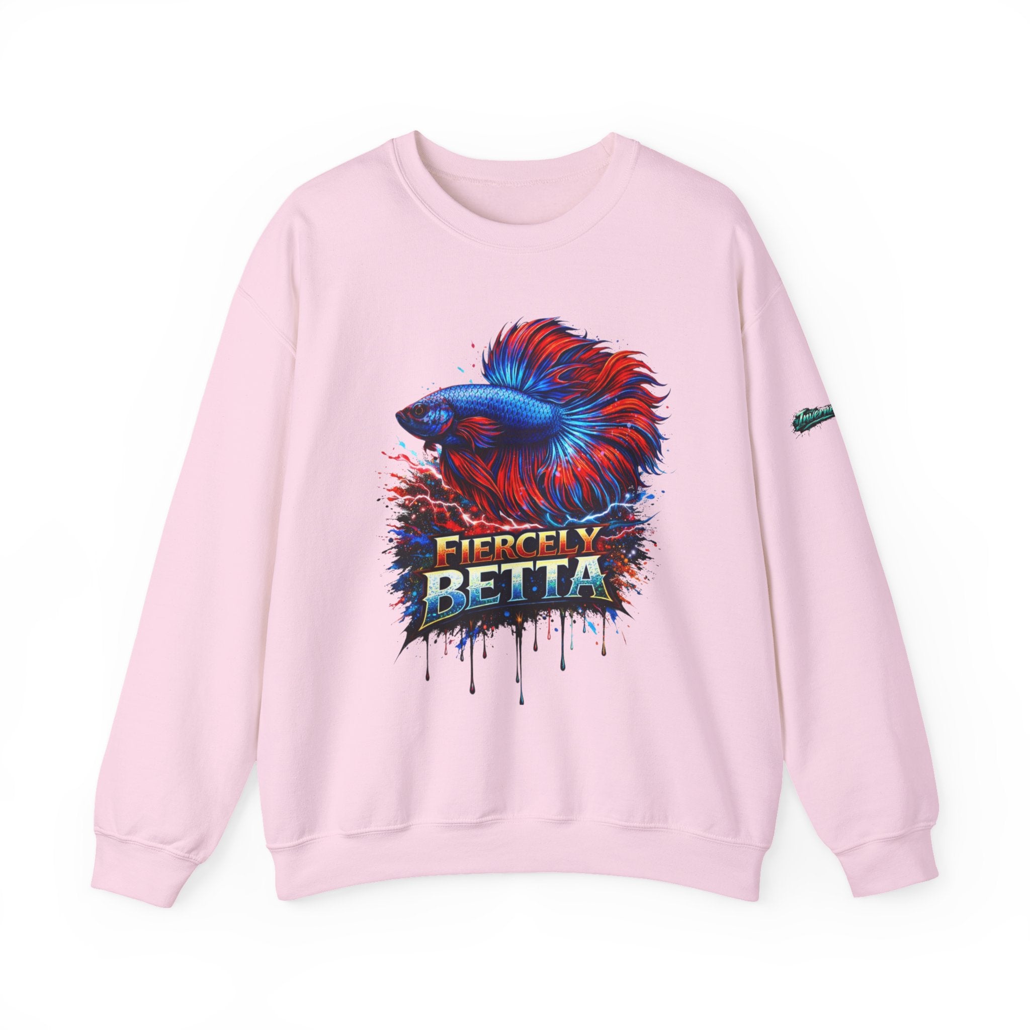 Betta Fish Crewneck Sweatshirt — "Fiercely Betta" Colorful Aquarium Graphic