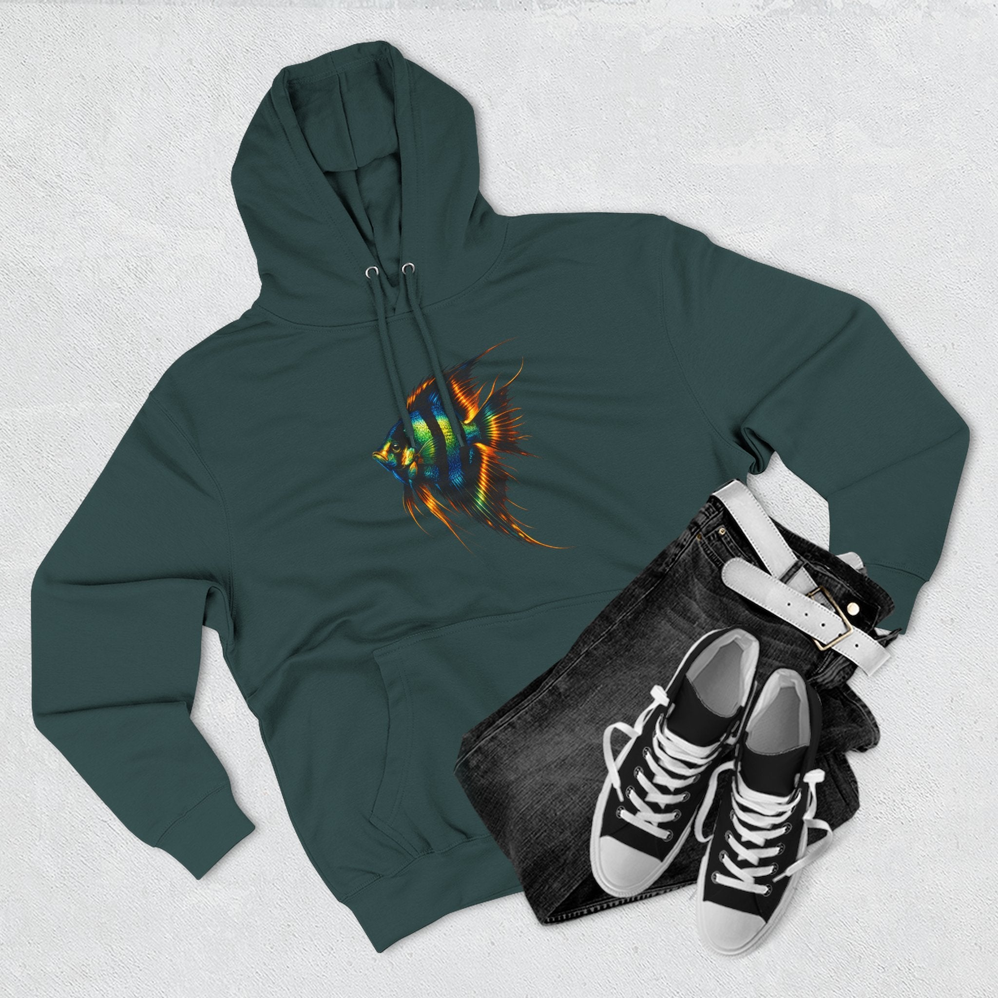 Angelfish Watercolor Hoodie – Colorful Aquarium Fish Graphic Fleece Pullover