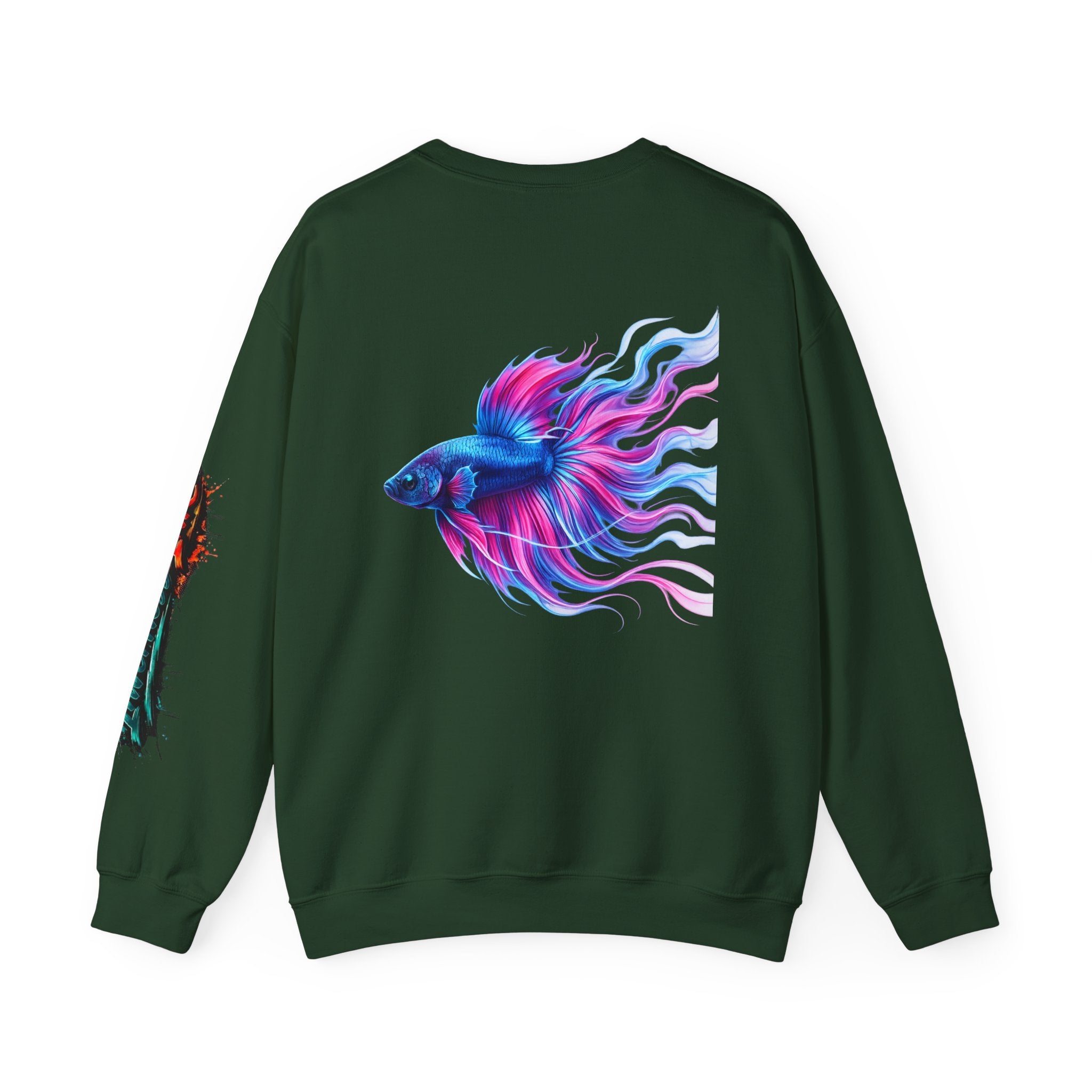 Betta Fish Crewneck Sweatshirt — Colorful Neon Tropical Fish Graphic