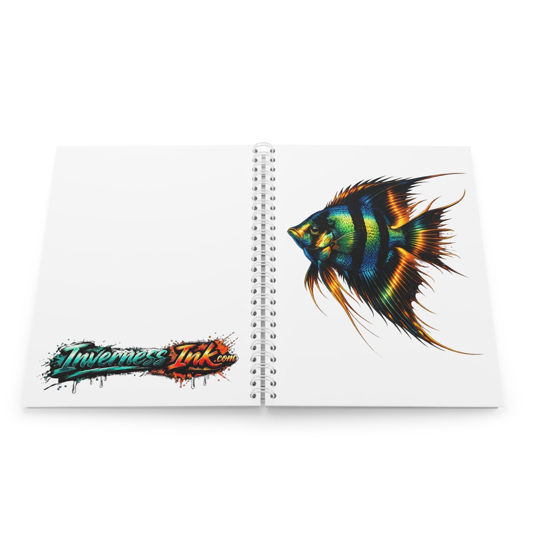 Angelfish Spiral Notebook — Colorful Aquarium Fish Journal with Ink-Style Logo