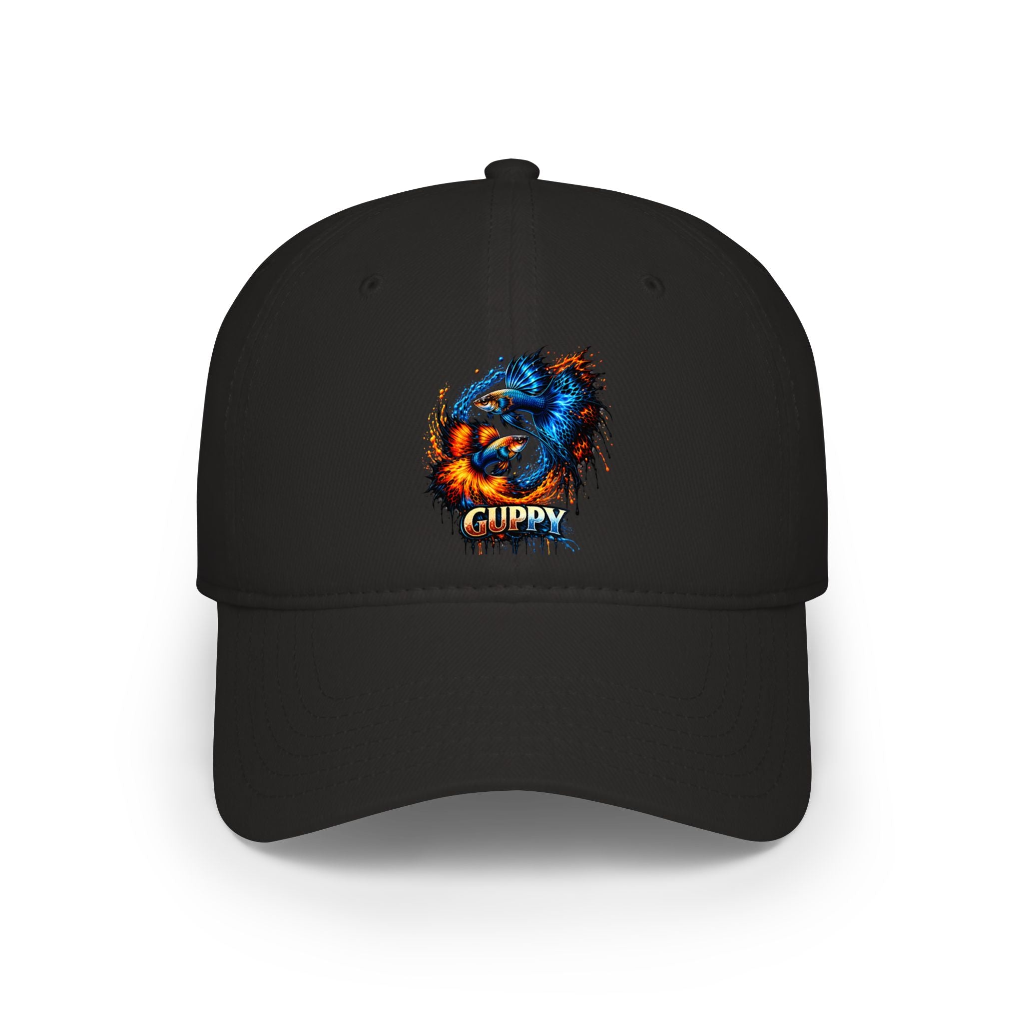 Low Profile Cap — Colorful Grunge Fish 'Guppy' Embroidered Hat