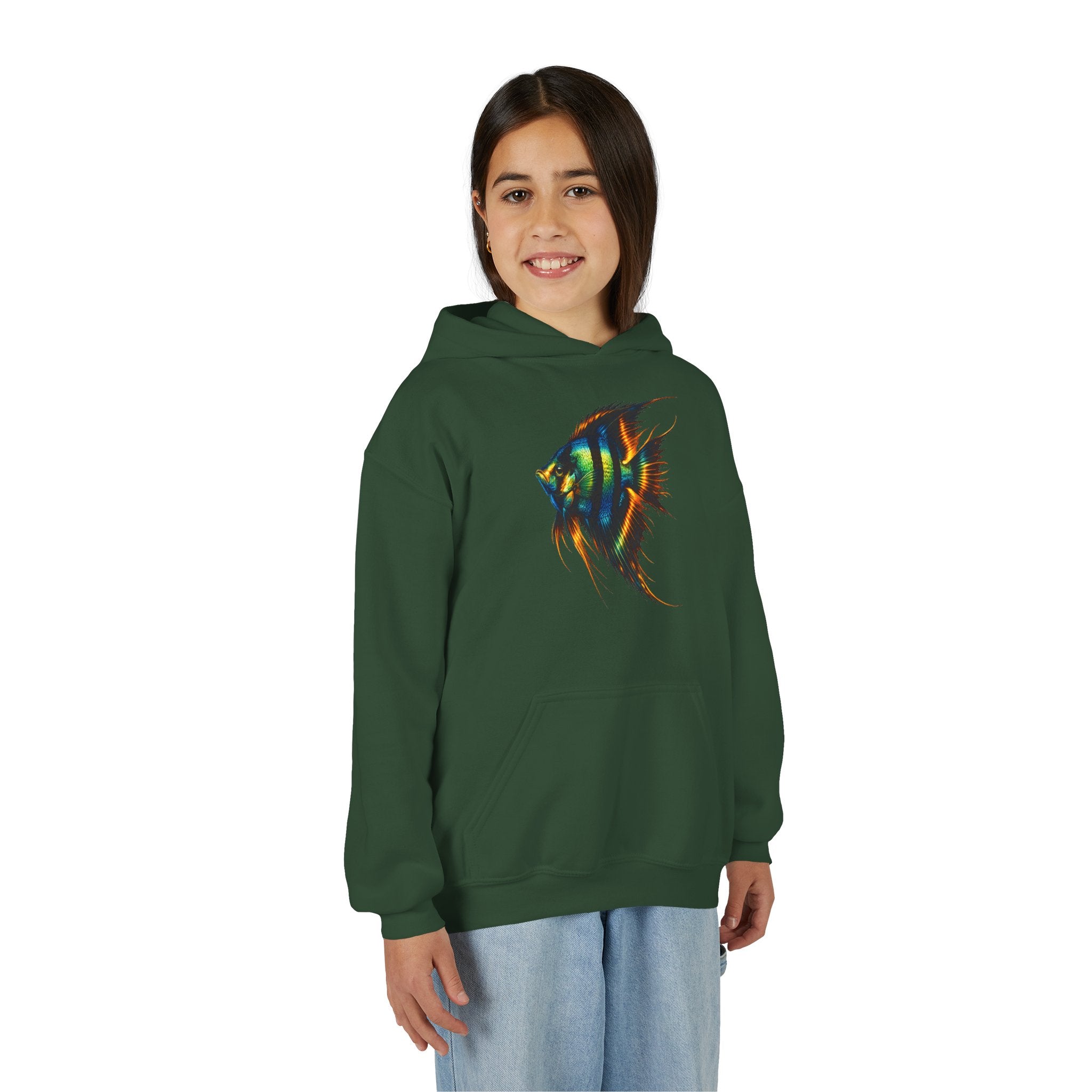 Youth Angelfish Hoodie - Colorful Aquarium Fish Graphic Sweatshirt