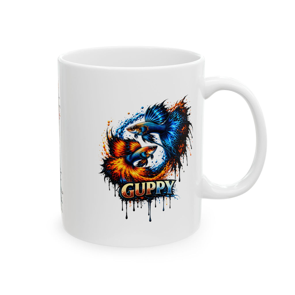Fire & Ice Guppy – "Neon Flare" Glossy Ceramic Mug (11oz, 15oz)