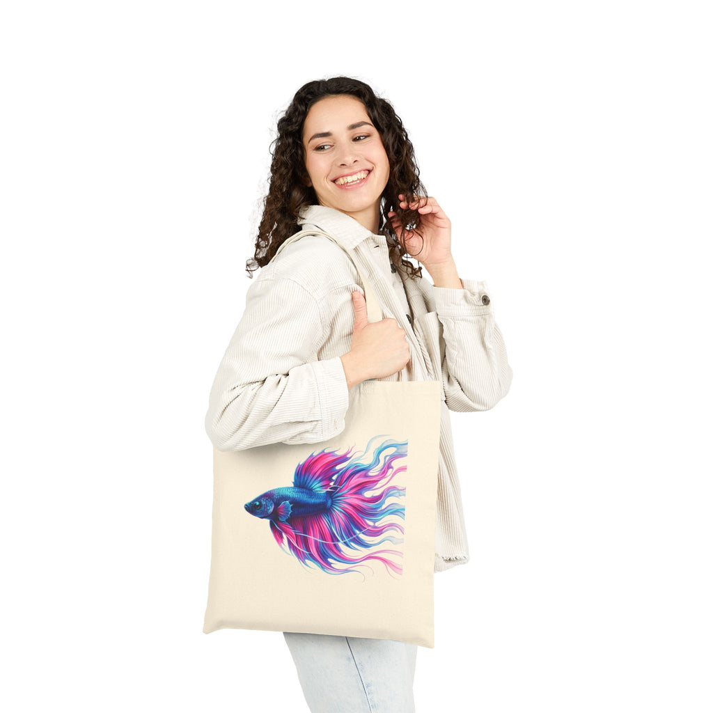 Canvas Tote Bag — Vibrant Betta Fish Art Tote