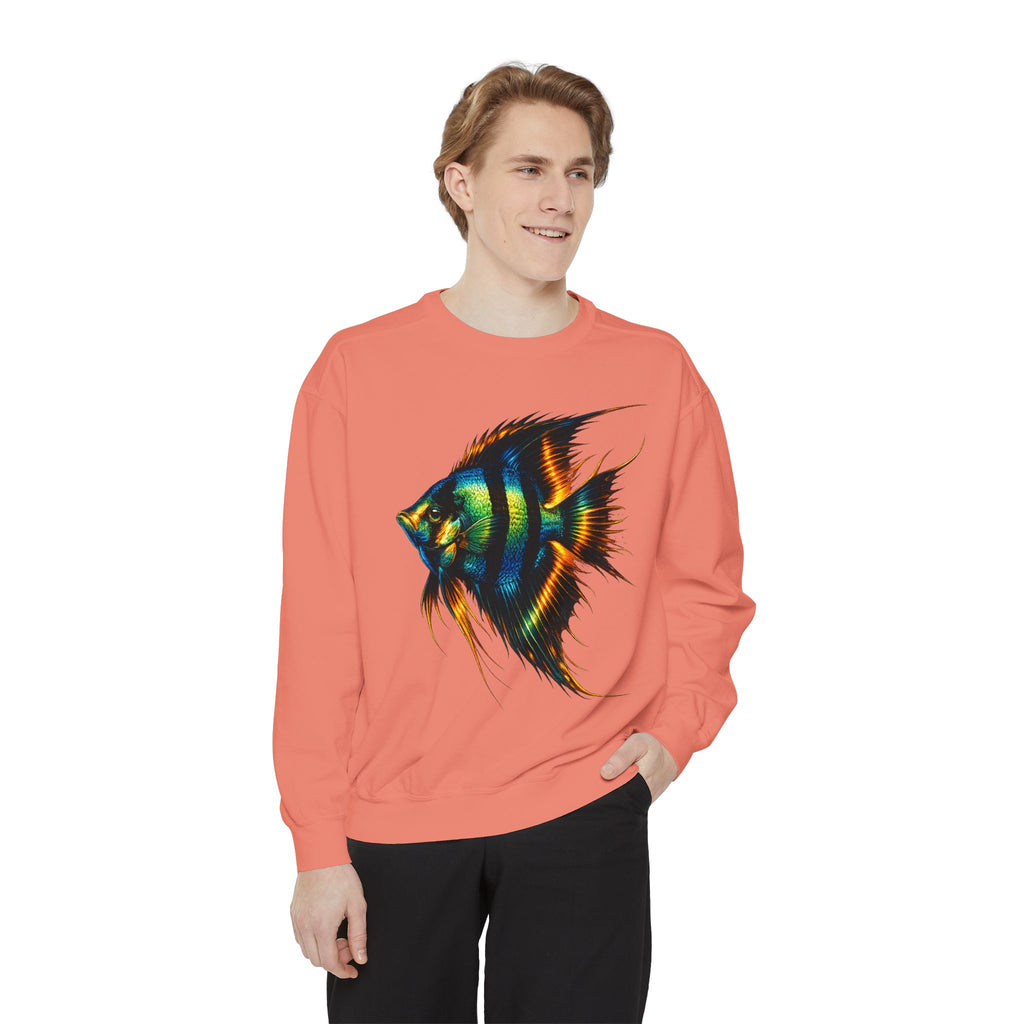 Angelfish Art Sweatshirt — Colorful Aquarium Fish Graphic Sweatshirt