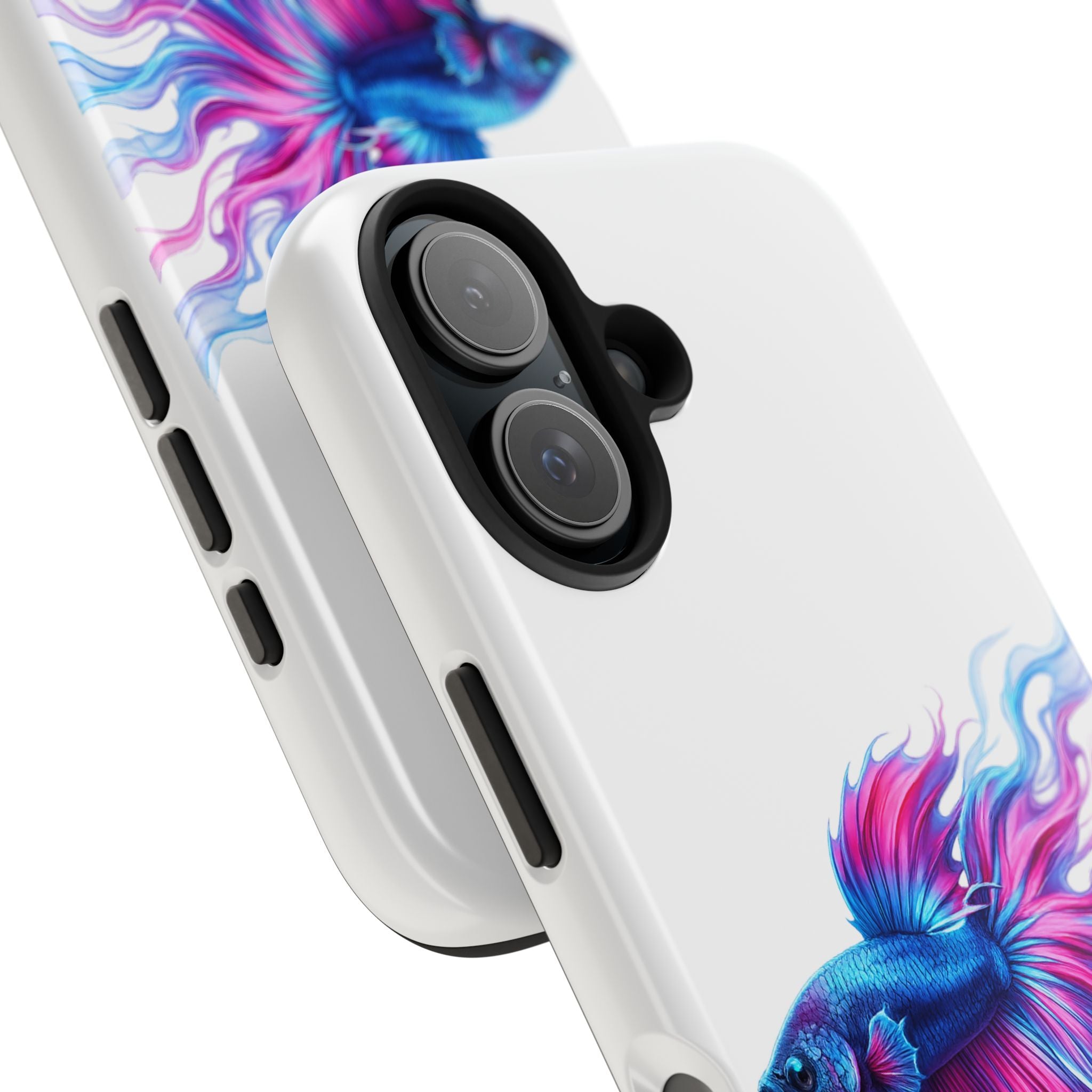 Betta Fish Tough Phone Case — Colorful Blue & Pink Aquarium Art