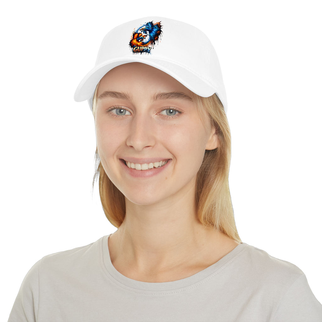 Low Profile Cap — Colorful Grunge Fish 'Guppy' Embroidered Hat