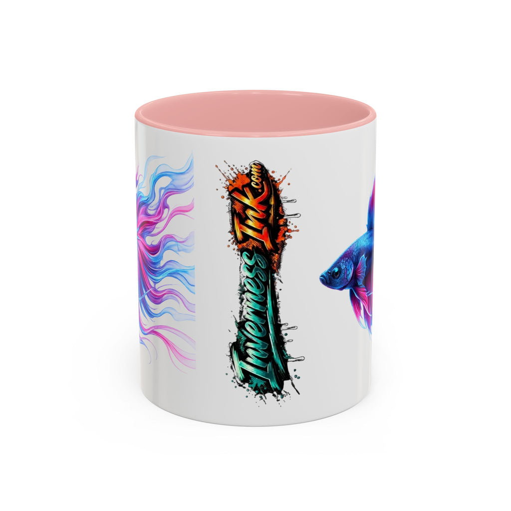 Betta Fish Accent Coffee Mug — Vibrant Neon Betta Design (11/15 oz)