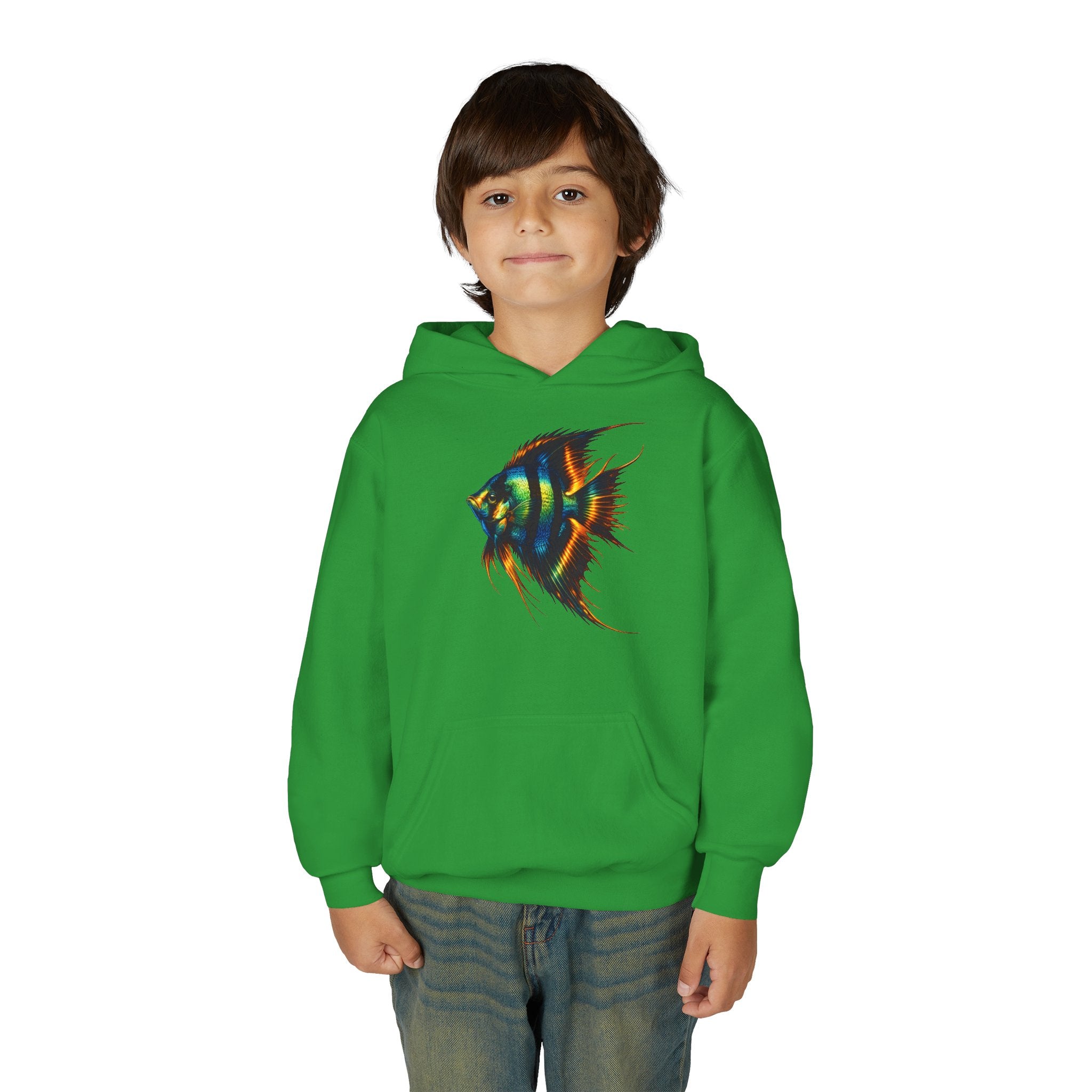 Youth Angelfish Hoodie - Colorful Aquarium Fish Graphic Sweatshirt