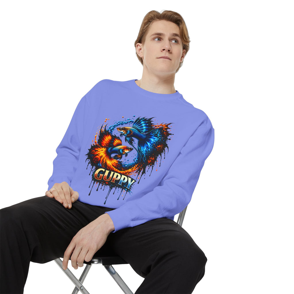 Fire & Ice Guppy – Premium "Neon Flare" Garment-Dyed Sweatshirt