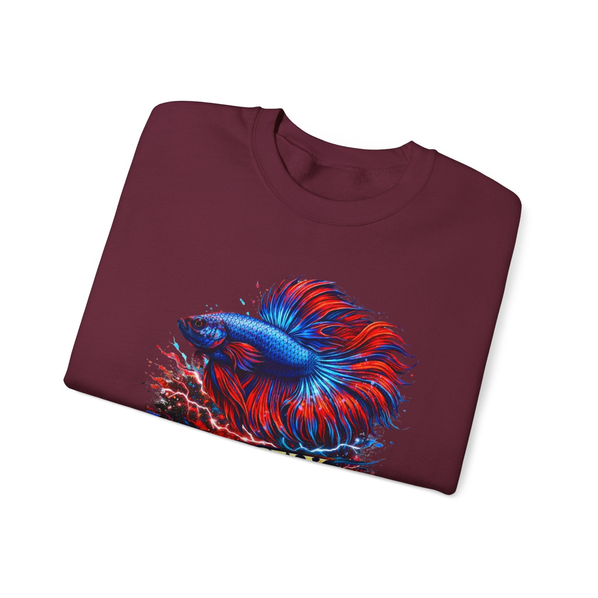 Betta Fish Crewneck Sweatshirt — "Fiercely Betta" Colorful Aquarium Graphic