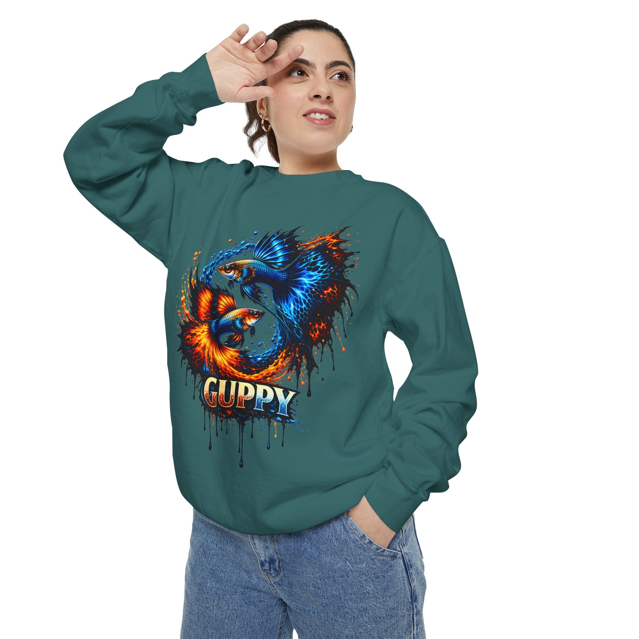 Fire & Ice Guppy – Premium "Neon Flare" Garment-Dyed Sweatshirt