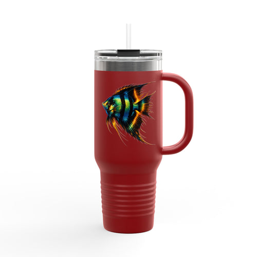 40oz Insulated Travel Mug — Colorful Aquarium Angelfish Stainless Steel Tumbler