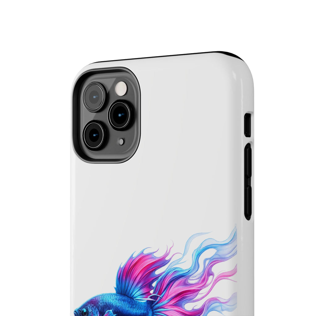 Betta Fish Tough Phone Case — Colorful Blue & Pink Aquarium Art