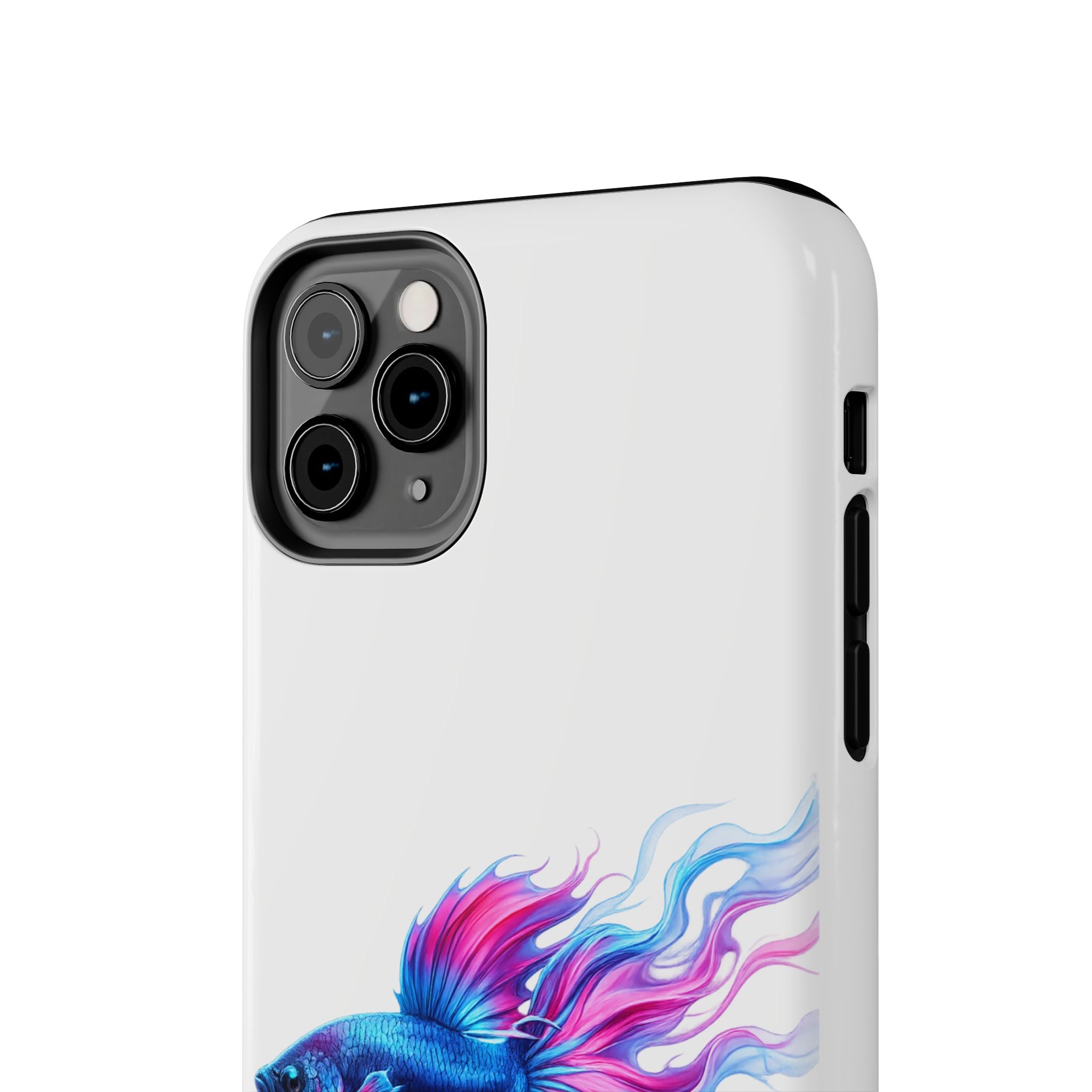 Betta Fish Tough Phone Case — Colorful Blue & Pink Aquarium Art