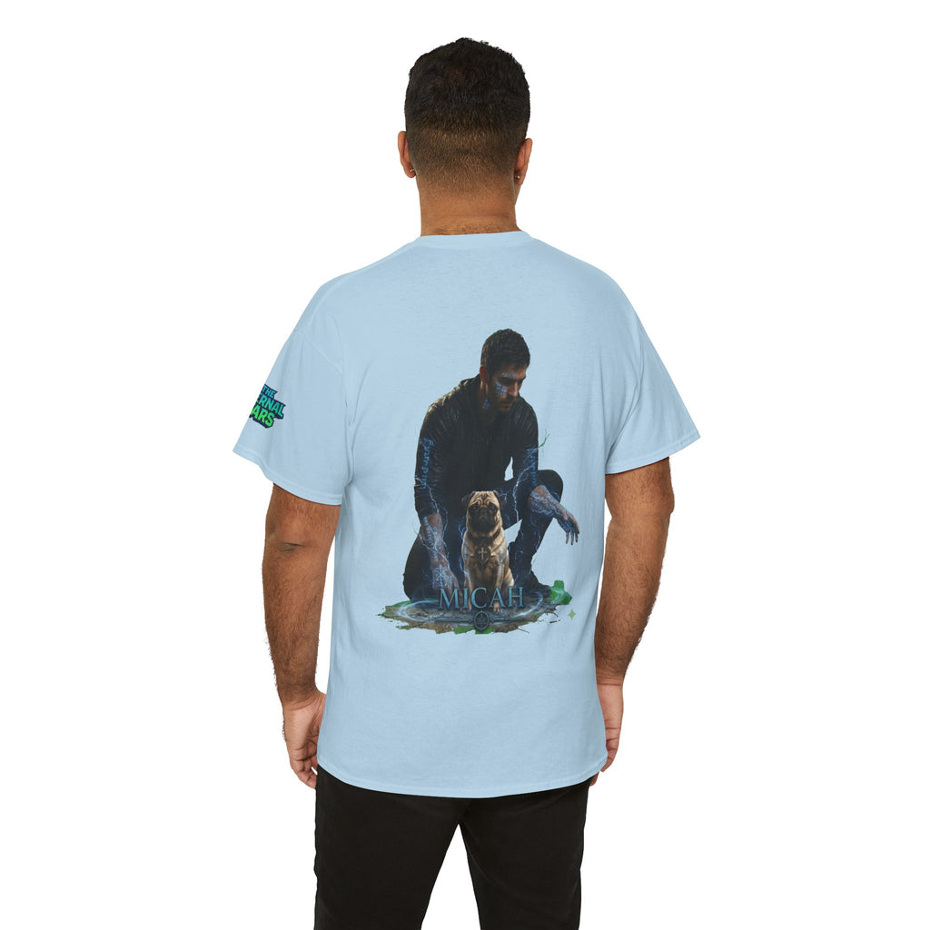 T-Shirt — Nature Warrior Graphic Tee with Man and Dog Illustration