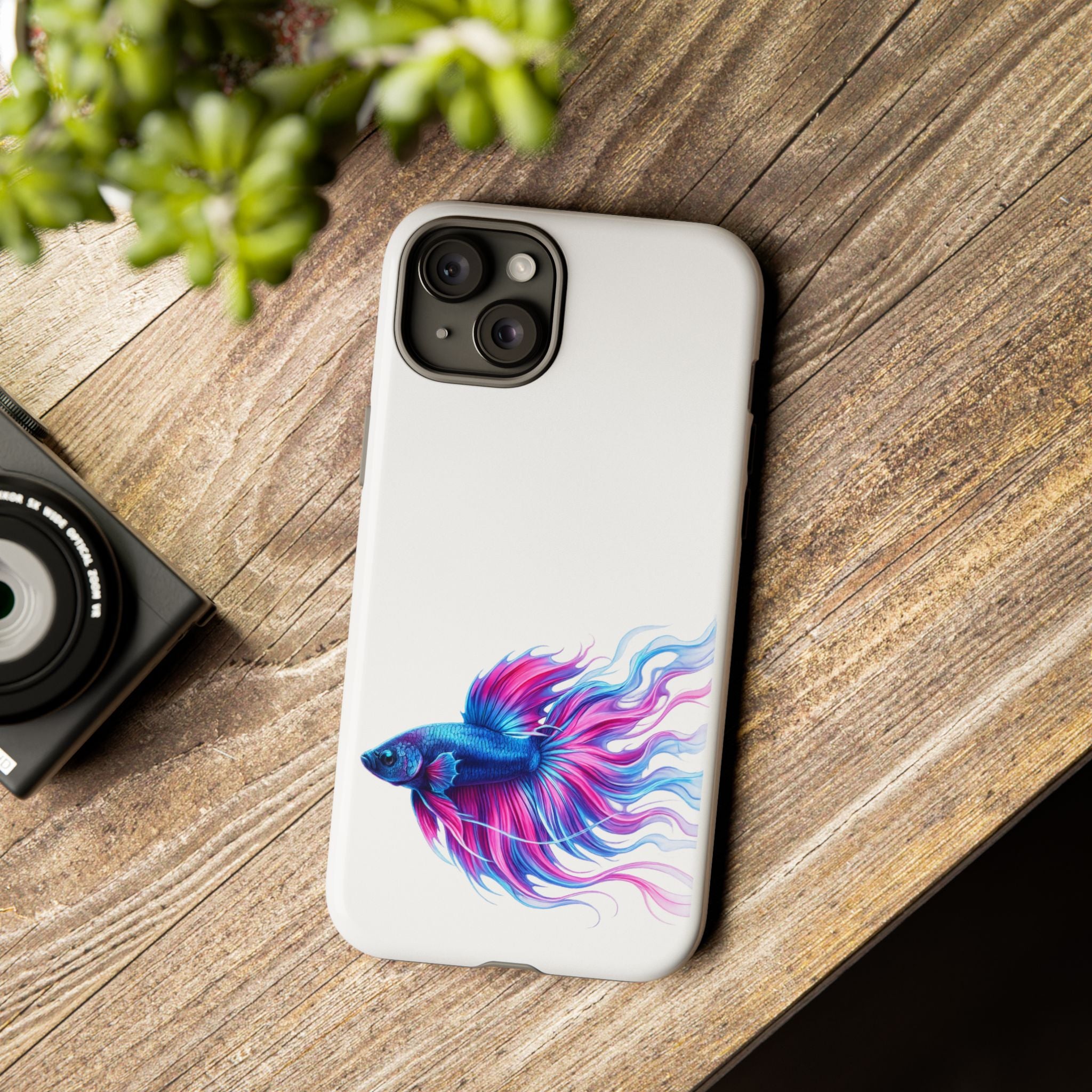 Betta Fish Tough Phone Case — Colorful Watercolor Fish Protective Cover