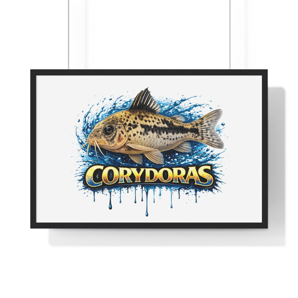 Peppered Corydoras Fish Framed Poster — Aquarium Wall Art