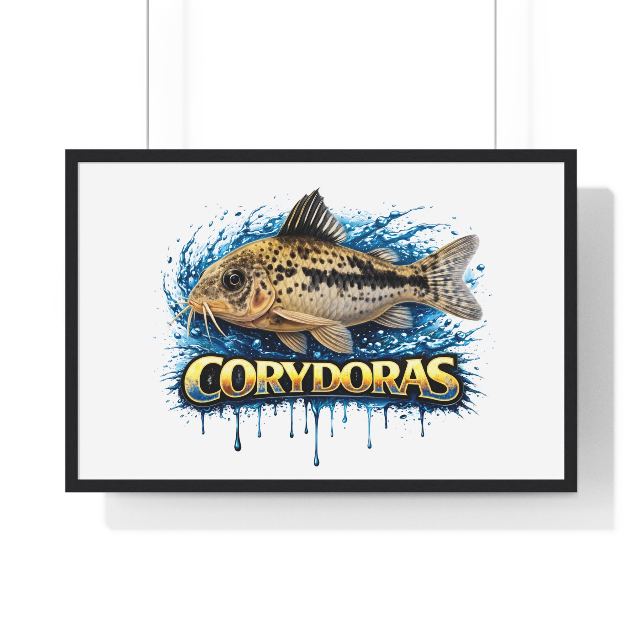 Peppered Corydoras Fish Framed Poster — Aquarium Wall Art