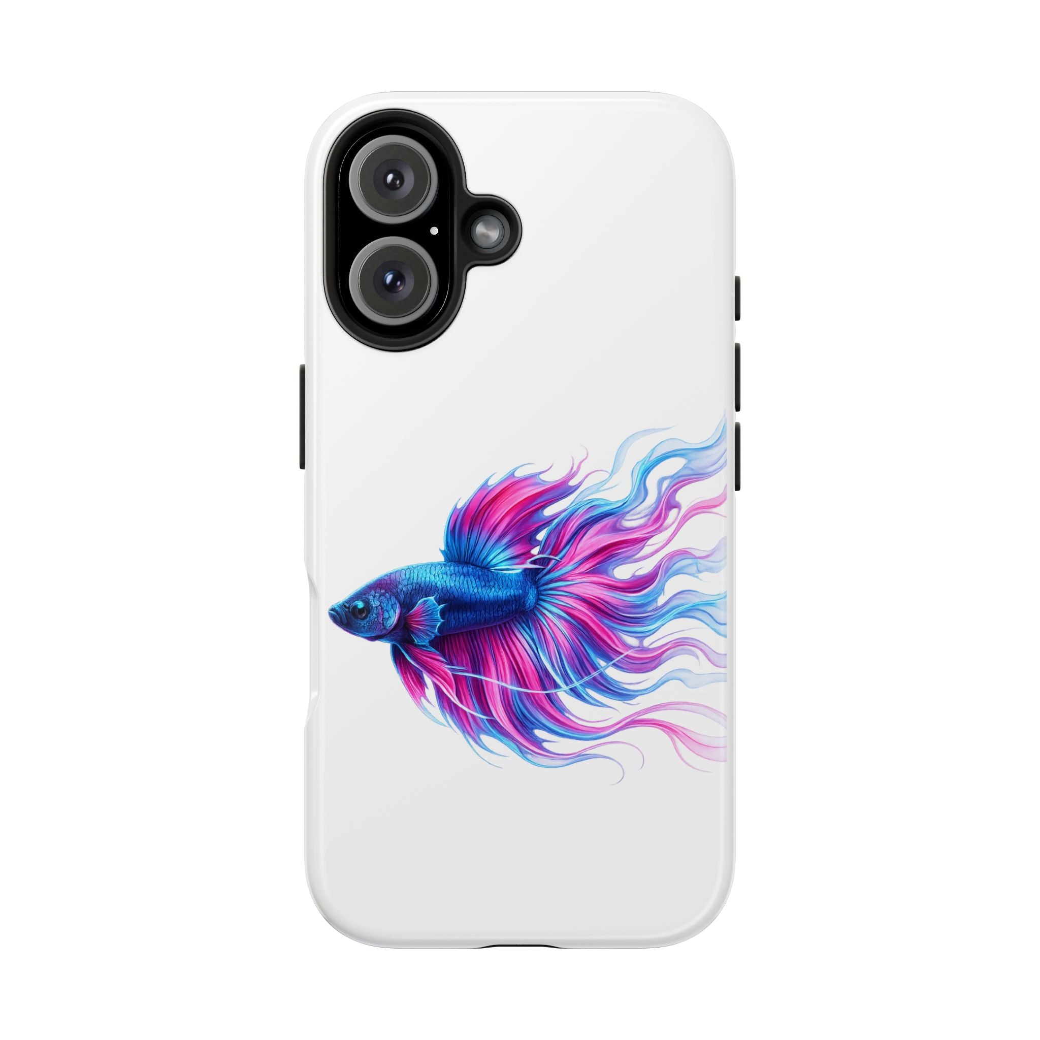 Betta Fish Tough Phone Case — Colorful Blue & Pink Aquarium Art