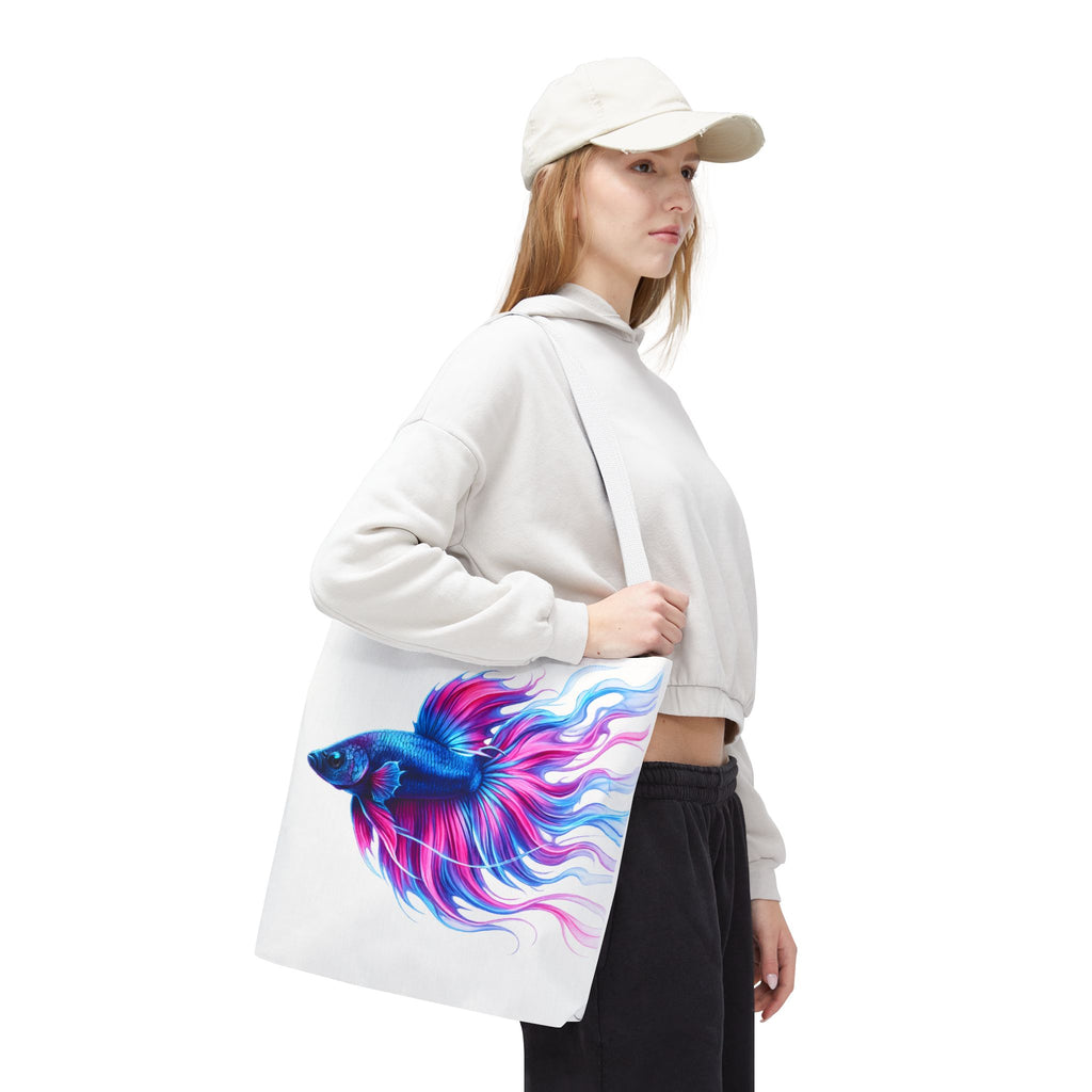 Colorful Betta Fish Tote Bag — Vibrant Blue & Pink Aquatic Art Beach Tote