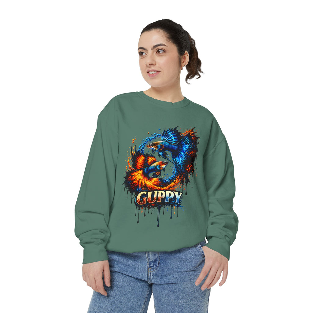 Fire & Ice Guppy – Premium "Neon Flare" Garment-Dyed Sweatshirt