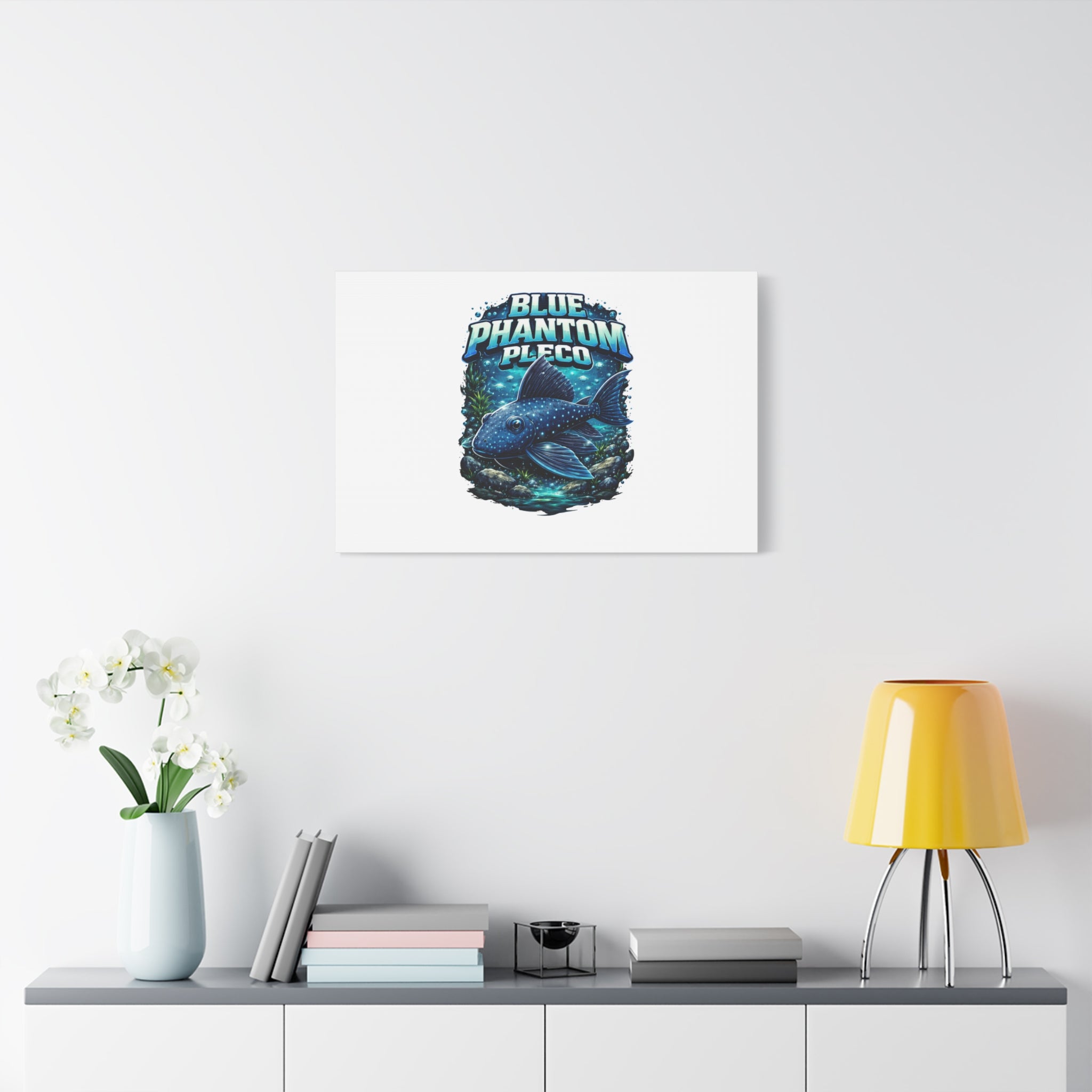 Blue Phantom Pleco Canvas Art — Matte Stretched Fish Print