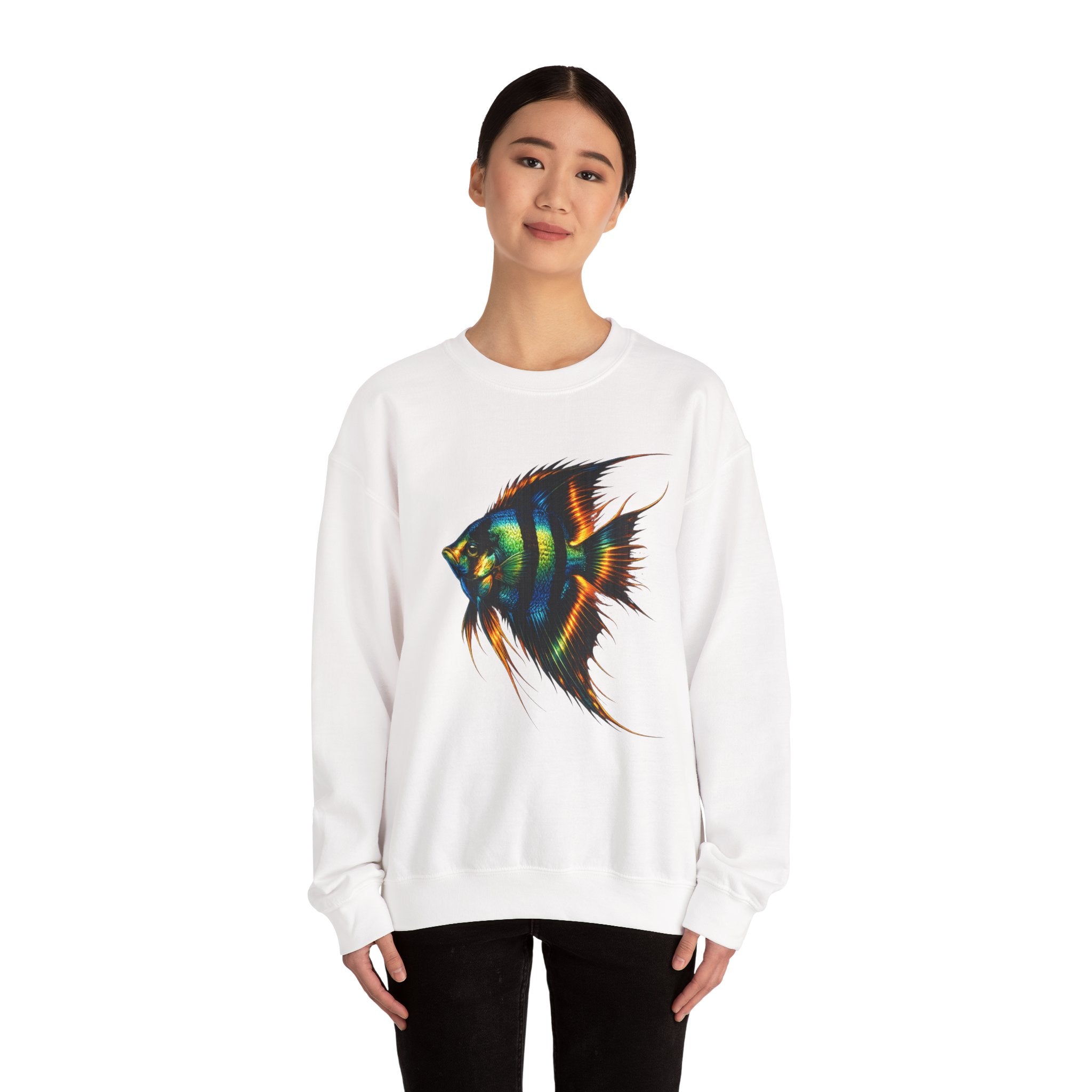 Angelfish Graphic Sweatshirt — Colorful Tropical Fish Crewneck